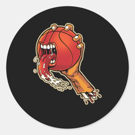 Scary Basketball Ronde Sticker (Voorkant)