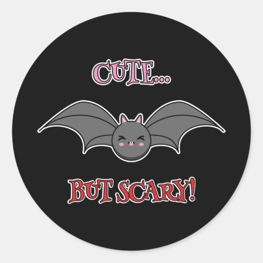 Scary Bat Ronde Sticker (Voorkant)