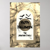 Scary Bats Spider Web Volle Maan Happy Halloween Poster (Voorkant)