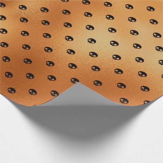 Scary Black and Copper Skull Pattern Cadeaupapier (Hoek)