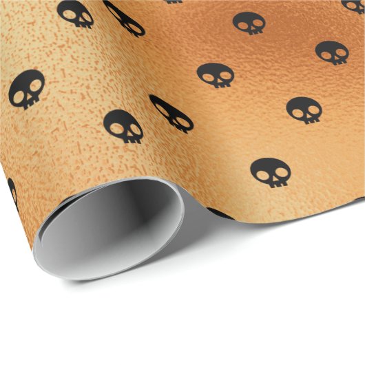 Scary Black and Copper Skull Pattern Cadeaupapier (Rol Hoek)