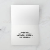 Scary Black Cat and Skull Happy Birthday Halloween Kaart (Binnen)