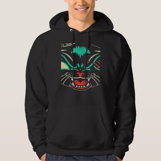 Scary Black Cat Face Graphic Cat Halloween Hoodie (Voorkant)