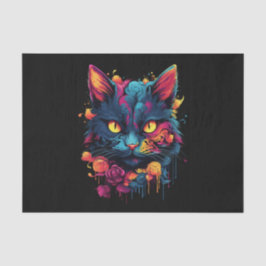 Scary Black Cat Halloween Decoupage Tissuepapier