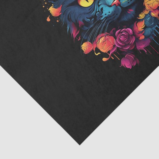 Scary Black Cat Halloween Decoupage Tissuepapier (Detail)