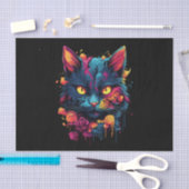 Scary Black Cat Halloween Decoupage Tissuepapier (Craft)