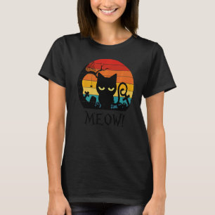 Scary Black Cat Meow Kitten Cat Retro Kind T-shirt
