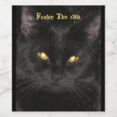 Scary Black Cat op vrijdag het 13e Wijnlabel Wijn Etiket (Enkel label)