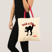 Scary Black Cat Trick or treat Snoep Tote Bag (Voorkant (product))