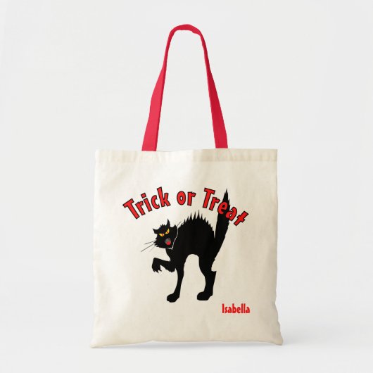 Scary Black Cat Trick or treat Snoep Tote Bag (Voorkant)