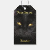 Scary Black Cat Verjaardag op vrijdag de 13e Gift Cadeaulabel (Achterkant)