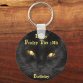 Scary Black Cat Verjaardag op vrijdag de 13e Keych Sleutelhanger (Voorkant)