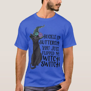  Scary Black Cat Wearing Witch Pet Haloween T-shirt