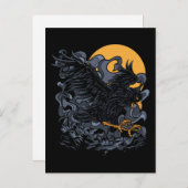 Scary Black Crow Moon Briefkaart (Voorkant / Achterkant)