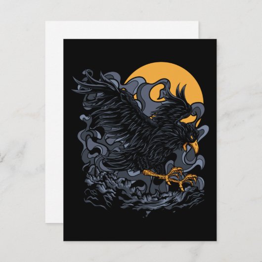 Scary Black Crow Moon Briefkaart (Voorkant / Achterkant)