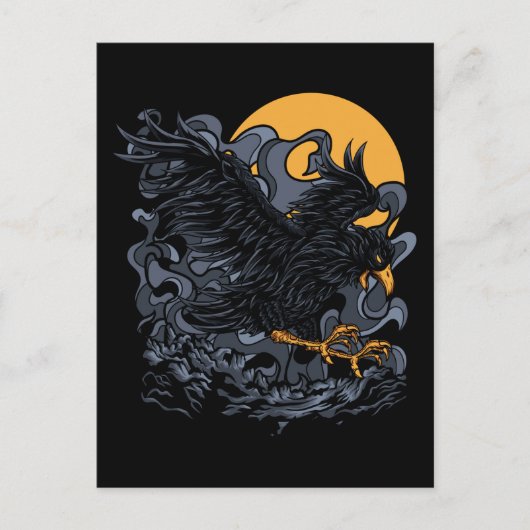 Scary Black Crow Moon Briefkaart (Voorkant)