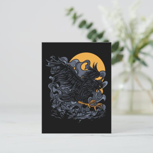 Scary Black Crow Moon Briefkaart (Staand voorkant)