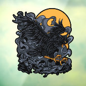 Scary Black Crow Moon Raamsticker (Vel 3)