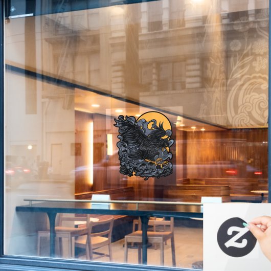 Scary Black Crow Moon Raamsticker (Cafe Raam)