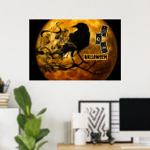 Scary Black Crow, Tarot Kaarten Halloween Full Moo Poster (Thuiskantoor)