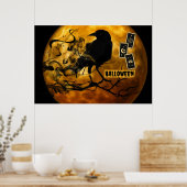 Scary Black Crow, Tarot Kaarten Halloween Full Moo Poster (Keuken)