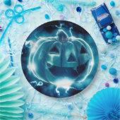 Scary Black en Blue Pumpkin Halloween    PartyPap Papieren Bordje (Feest)
