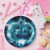 Scary Black en Blue Pumpkin Halloween    PartyPap Papieren Bordje (Feest)