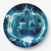 Scary Black en Blue Pumpkin Halloween    PartyPap Papieren Bordje (Voorkant)