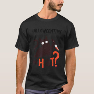Scary Black Halloween Cat met een mes T-shirt