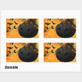 Scary Black Pumpkin and Bats Halloween Party Rechthoekige Sticker (Vel)