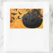 Scary Black Pumpkin and Bats Halloween Party Rechthoekige Sticker (Tas)