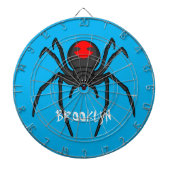 Scary black widow spin cartoon illustratie dartbord (Voorkant)