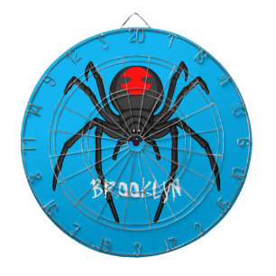 Scary black widow spin cartoon illustratie dartbord