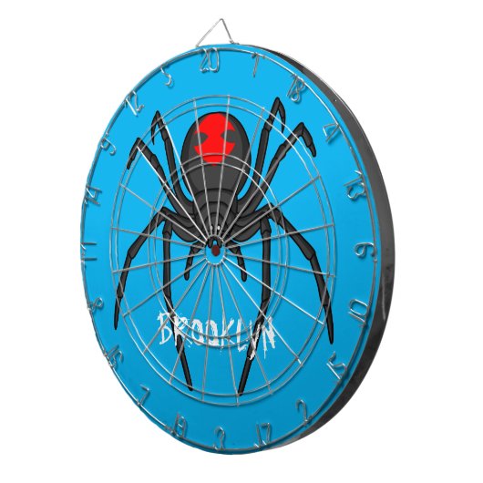 Scary black widow spin cartoon illustratie dartbord (Voorkant Rechts)