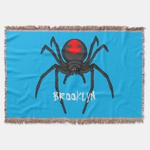 Scary black widow spin cartoon illustratie deken