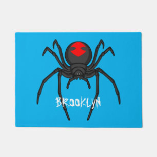 Scary black widow spin cartoon illustratie deurmat