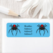 Scary black widow spin cartoon illustratie etiket (Insitu)