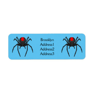 Scary black widow spin cartoon illustratie etiket