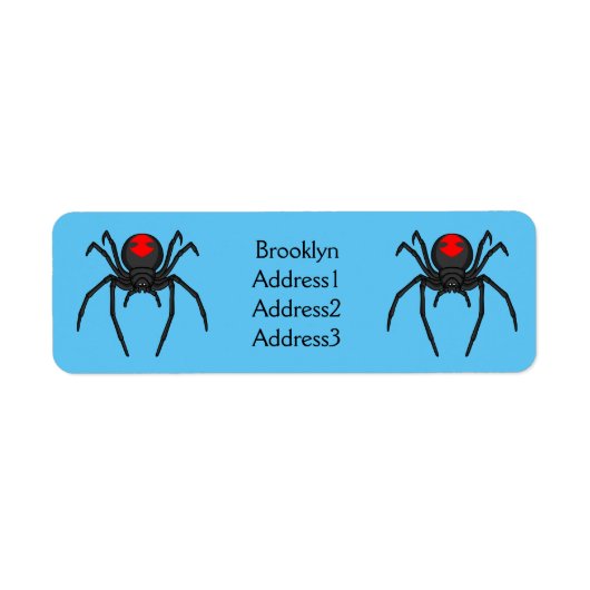 Scary black widow spin cartoon illustratie etiket (Voorkant)