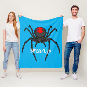 Scary black widow spin cartoon illustratie fleece deken