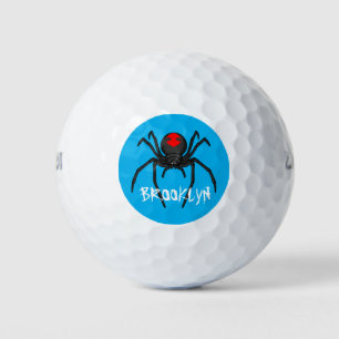 Scary black widow spin cartoon illustratie golfballen