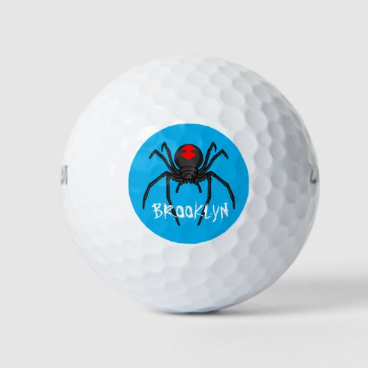 Scary black widow spin cartoon illustratie golfballen (Voorkant)