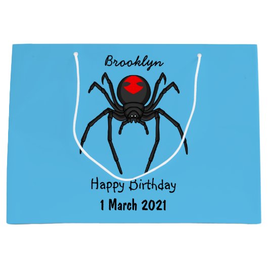 Scary black widow spin cartoon illustratie groot cadeauzakje (Voorkant)