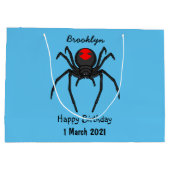 Scary black widow spin cartoon illustratie groot cadeauzakje (Achterkant)