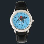Scary black widow spin cartoon illustratie horloge<br><div class="desc">Een enge zwarte weduwenspin voor liefhebbers van griezelige kraaiende dingen.</div>