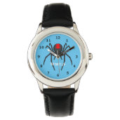 Scary black widow spin cartoon illustratie horloge