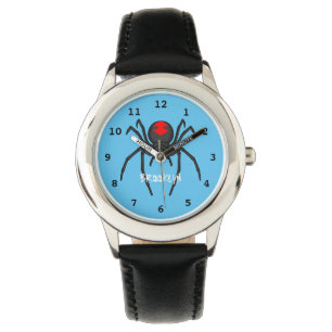 Scary black widow spin cartoon illustratie horloge