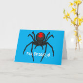 Scary black widow spin cartoon illustratie kaart (Gele Bloem)