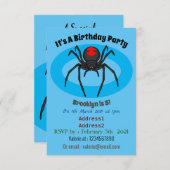Scary black widow spin cartoon illustratie kaart (Voorkant / Achterkant)