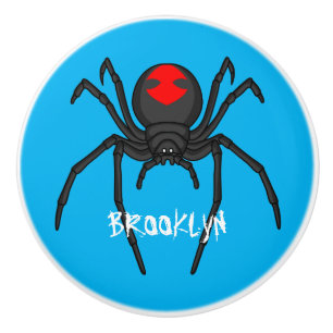 Scary black widow spin cartoon illustratie keramische knop